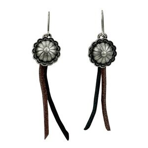 Justin Boots Silver and Leather Dangle Earrings